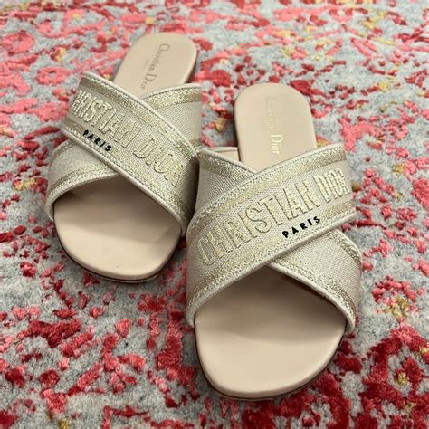 christian dior criss cross slides|Christian Dior slides for women.